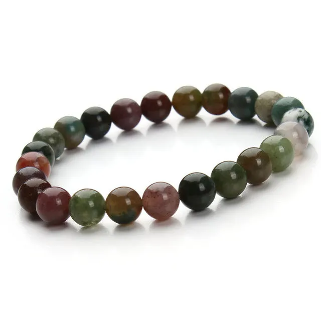 2017 Fashion Natural Stone Bracelets For Women Men Rose Quartzs Tiger Eyes Agates Beaded Yoga Bracelets Pulseira Masculina F2852