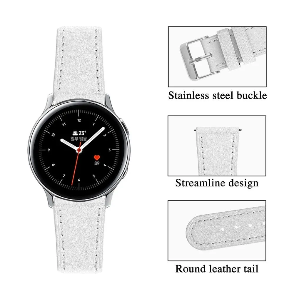 20mm Universal cowhide genuine leather watch strap - White