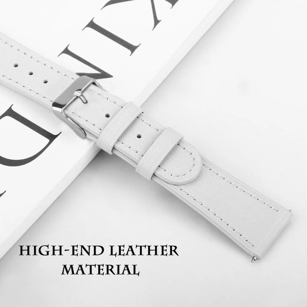 20mm Universal cowhide genuine leather watch strap - White