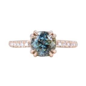 2.10ct Multicolor Sapphire Solitaire Double Prong Ring with Diamonds in 14k Rose Gold