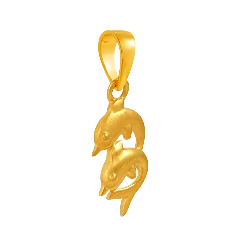 22k Gold Pendant With A Dual Dolphin Motif