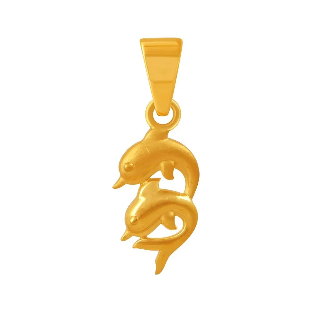 22k Gold Pendant With A Dual Dolphin Motif