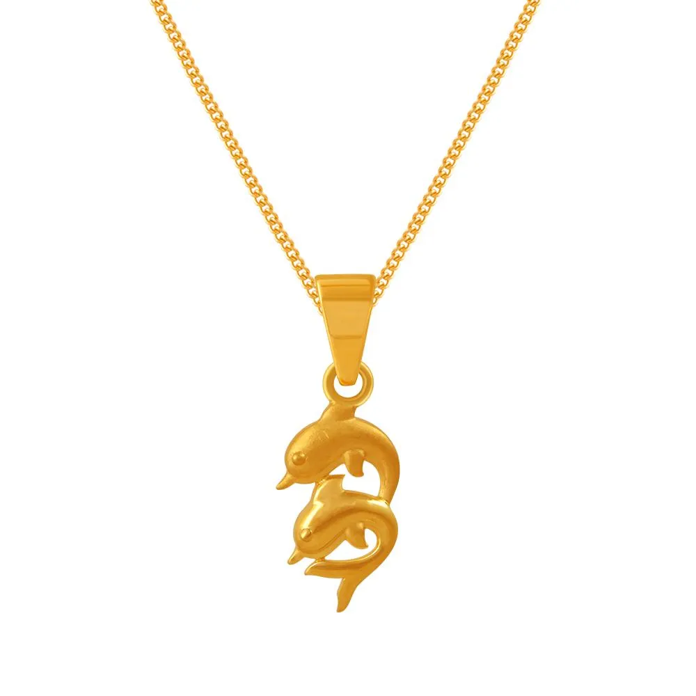 22k Gold Pendant With A Dual Dolphin Motif