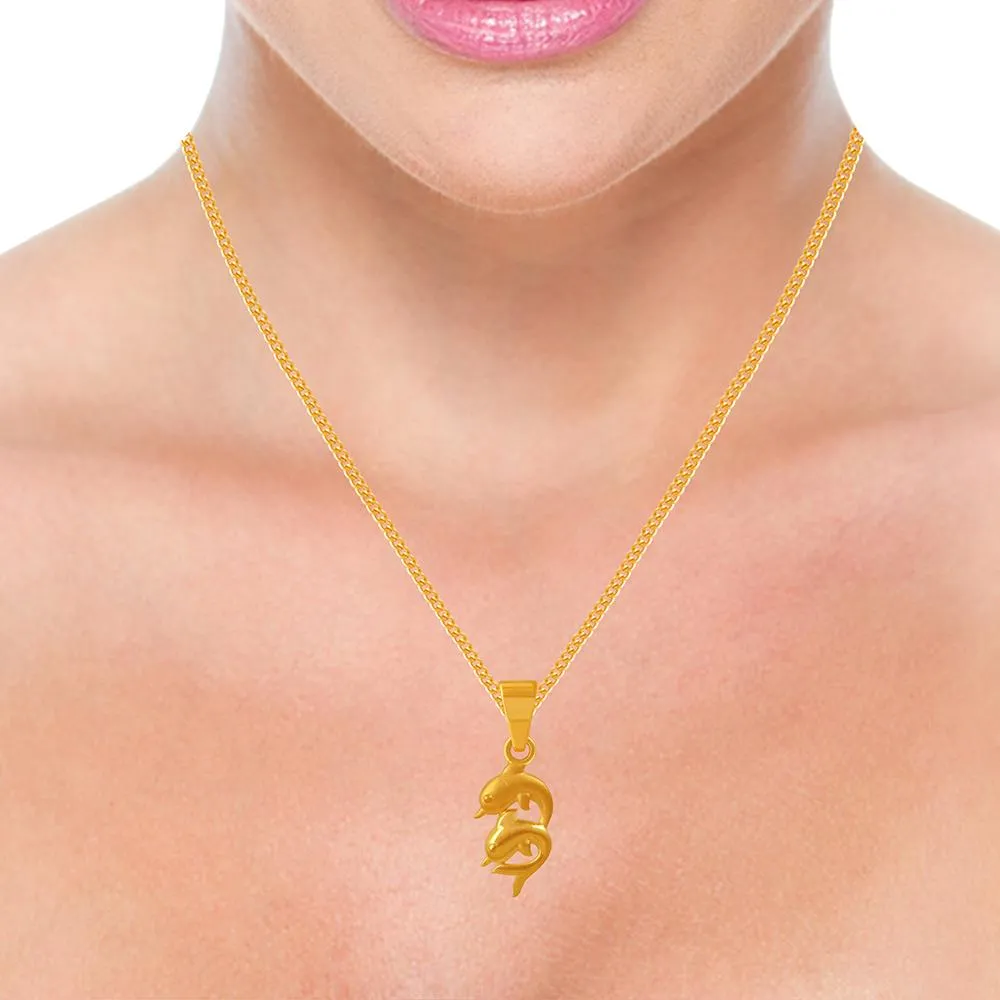 22k Gold Pendant With A Dual Dolphin Motif