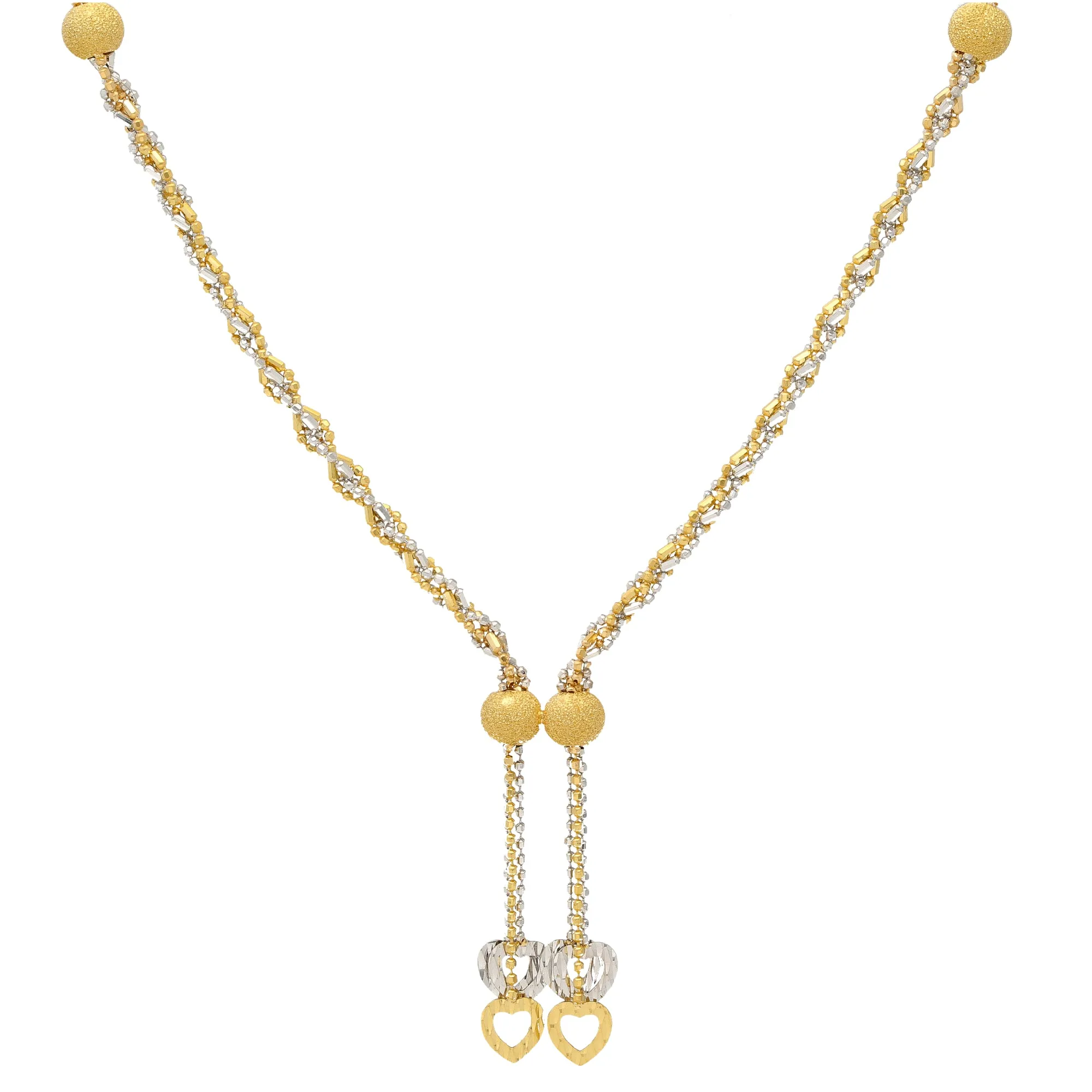 22K Yellow & White Gold Beaded Necklace Set (17.7gm)