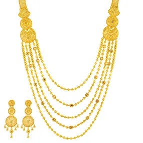 22K Yellow Gold Bridal Necklace & Earring Set (104.8 grams)