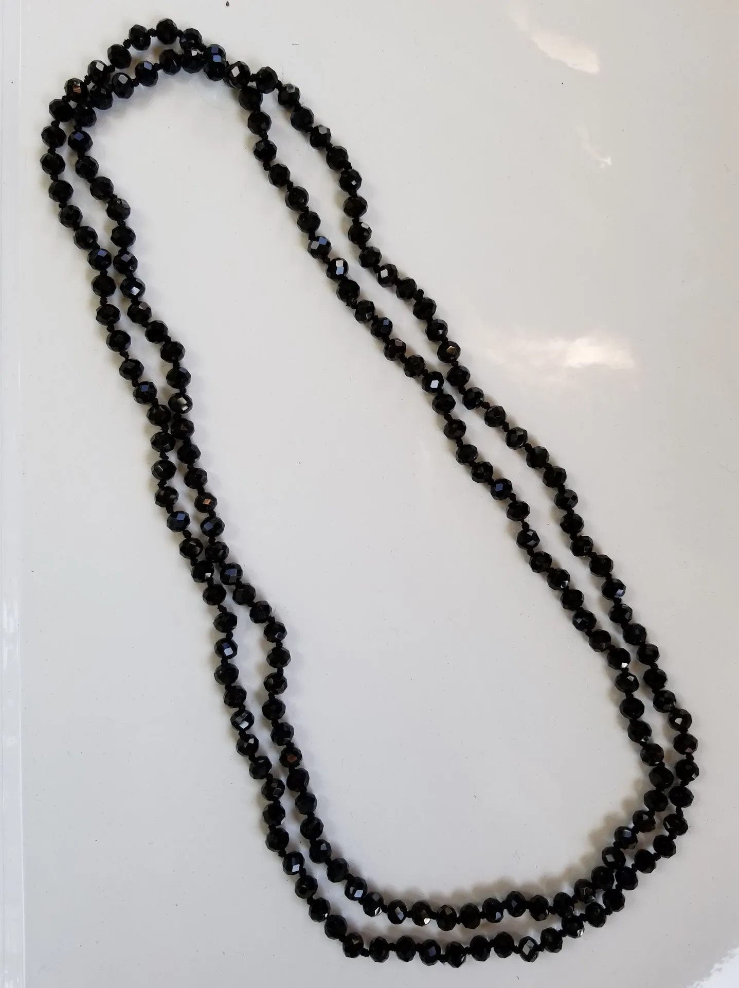 60-inch 8mm faceted crystal beaded necklace