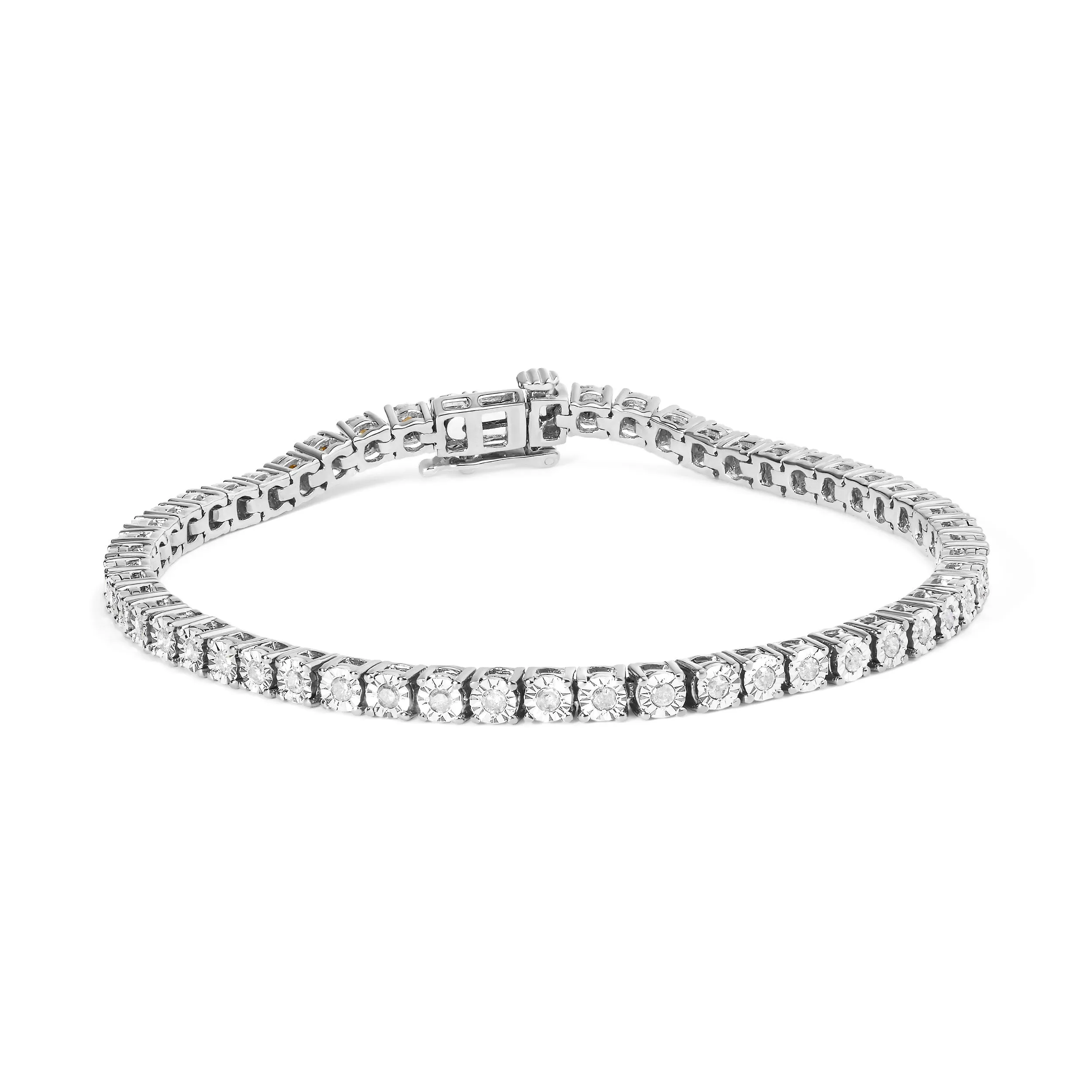 .925 Sterling Silver 1/2 Cttw Diamond Illusion-Set Miracle Plate Tennis Bracelet