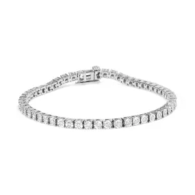 .925 Sterling Silver 1/2 Cttw Diamond Illusion-Set Miracle Plate Tennis Bracelet