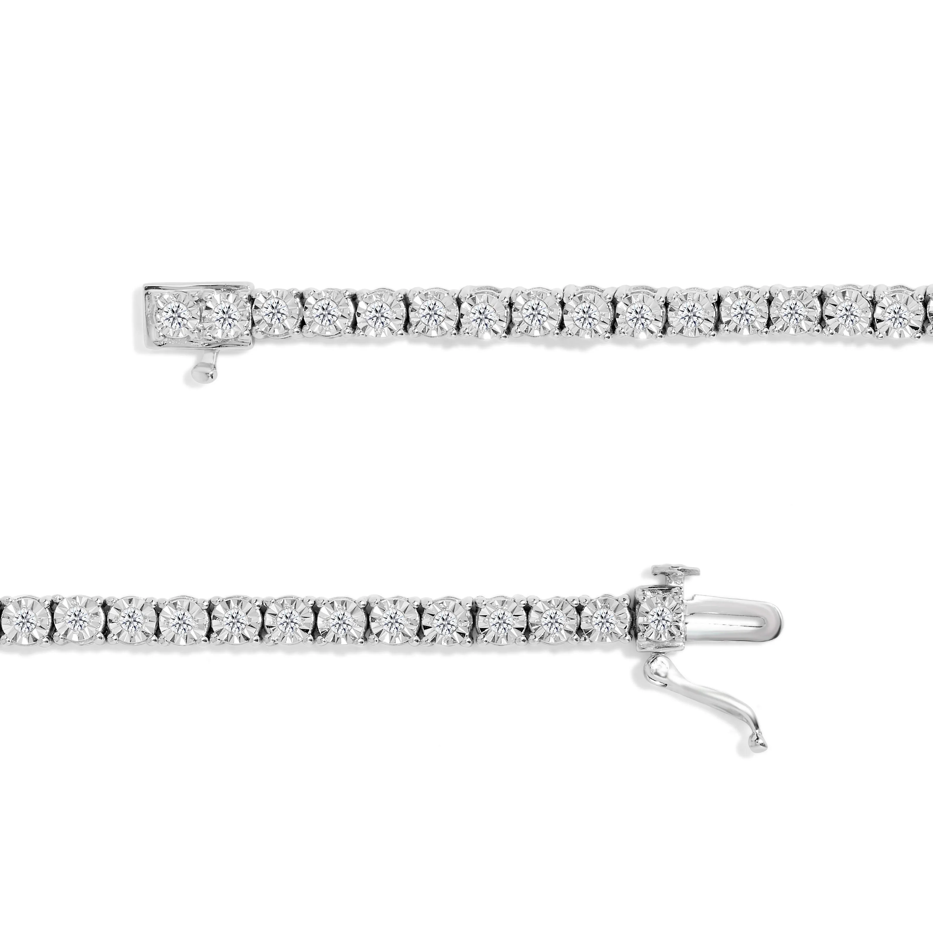 .925 Sterling Silver 1/2 Cttw Diamond Illusion-Set Miracle Plate Tennis Bracelet