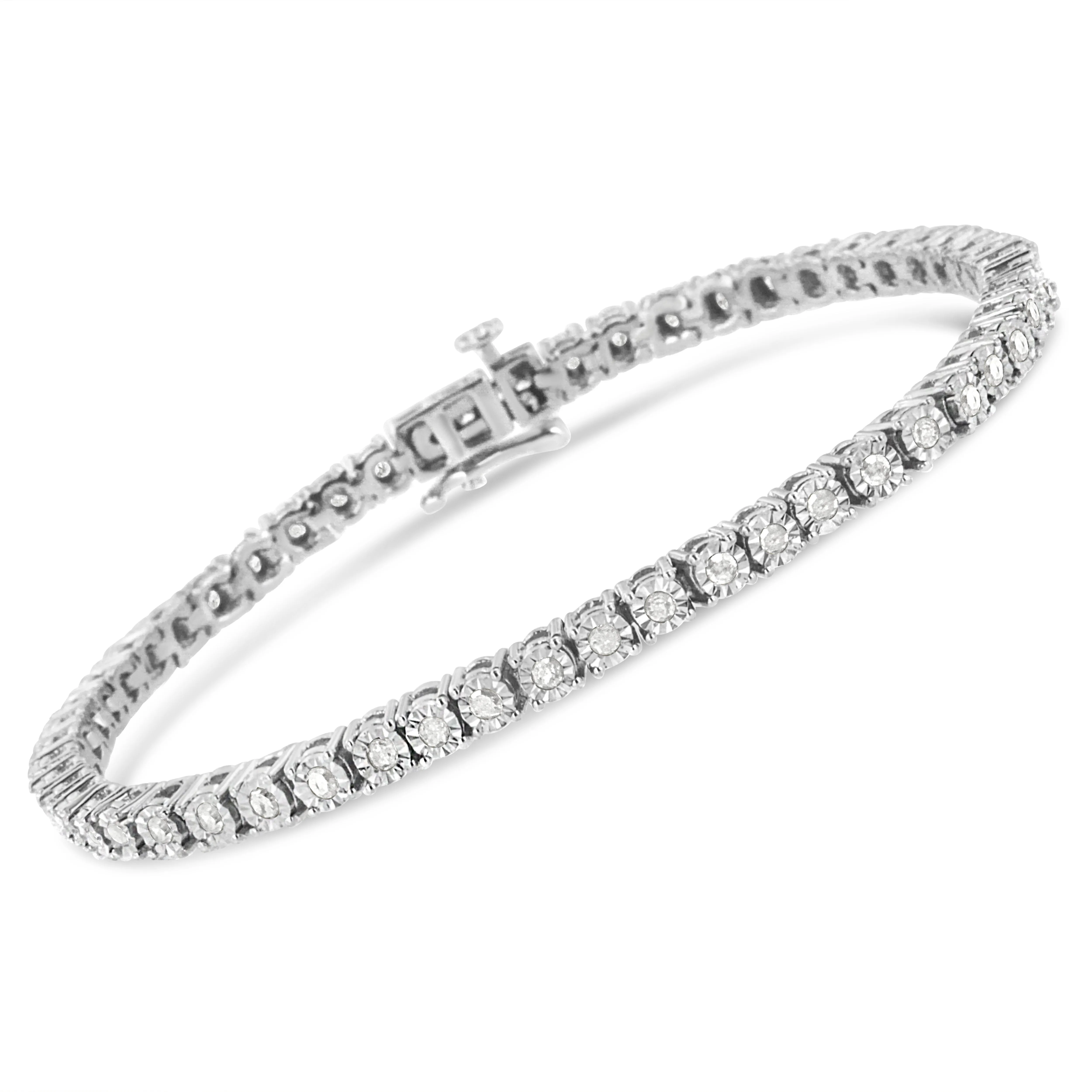 .925 Sterling Silver 1/2 Cttw Diamond Illusion-Set Miracle Plate Tennis Bracelet