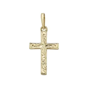 9ct Yellow Gold Patterned Cross Pendant PN1025