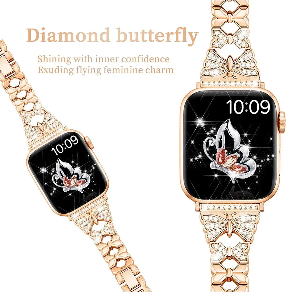 Adjustable Butterfly Bracelet Watchband for Apple Watch Series 7 8 - 45mm 41mm 44mm 40mm 42mm 38mm