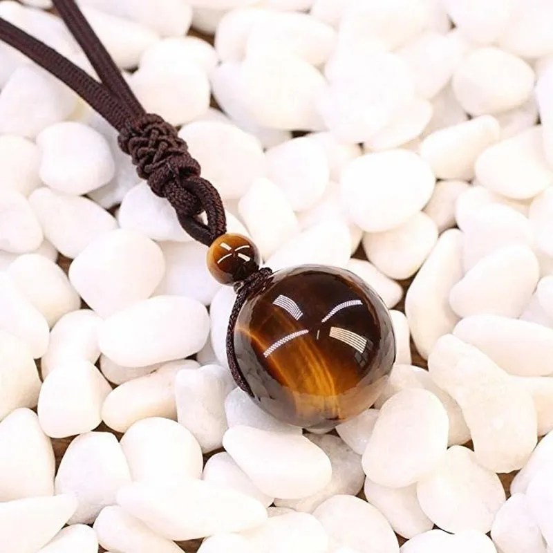 Adjustable Tigers Eye Pendant Necklace for Luck and Blessings