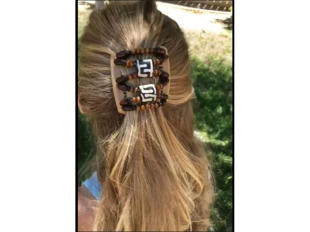 African Butterfly Chameleon Hair Comb - Beada Brown 68