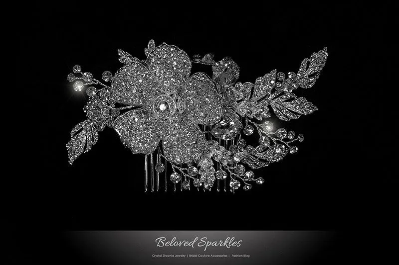 Aida Vintage Flower Statement Hair Comb | Swarovski Crystal