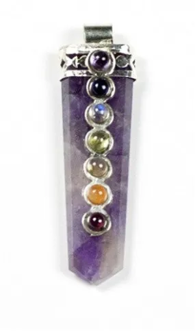 Amethyst Point Chakra Pendant with Gemstones