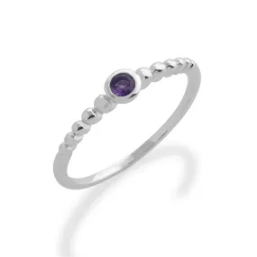 Amethyst-Ring, 925 Sterlingsilber 0.08ct Amethyst stapelbar Geburtssteine Ring