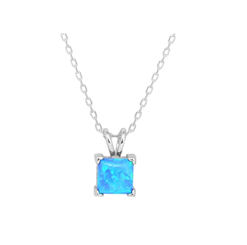 Amphitrite Sterling Silver Pendant Necklace with Opal Stones