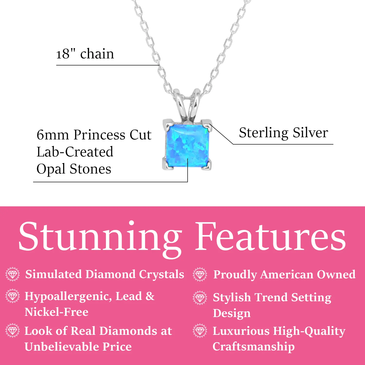 Amphitrite Sterling Silver Pendant Necklace with Opal Stones