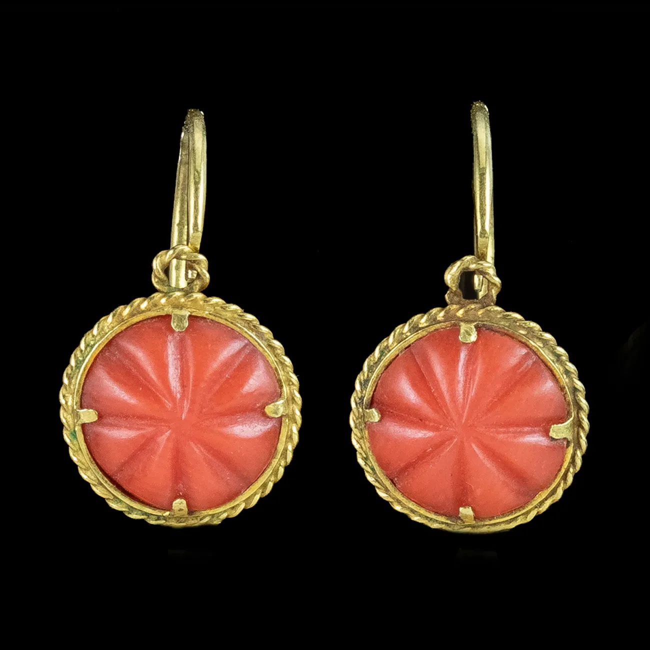 Antique Georgian Coral Day And Night Earrings 18ct Gold