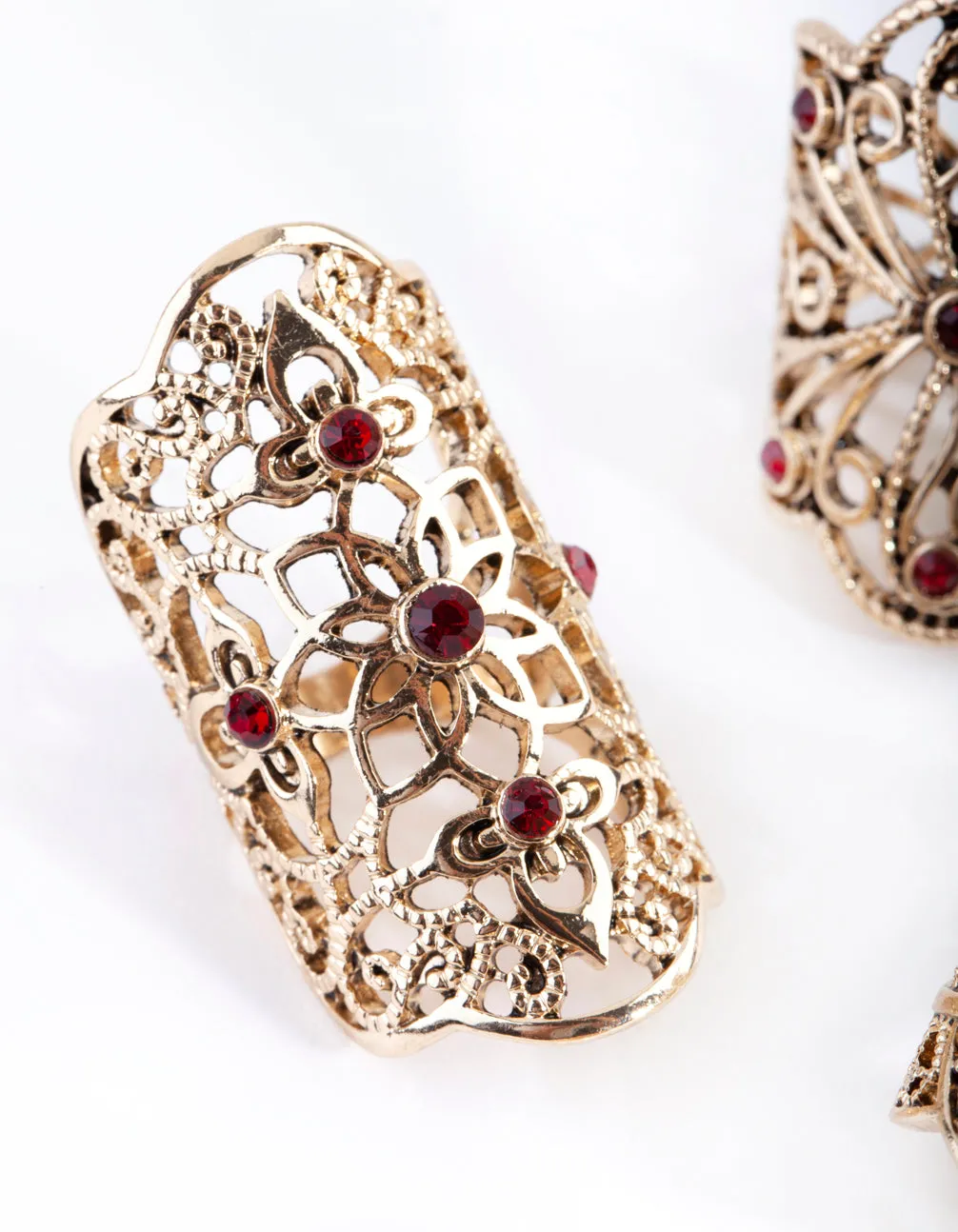 Antique Gold Filigree Statement Ring 4 Pack