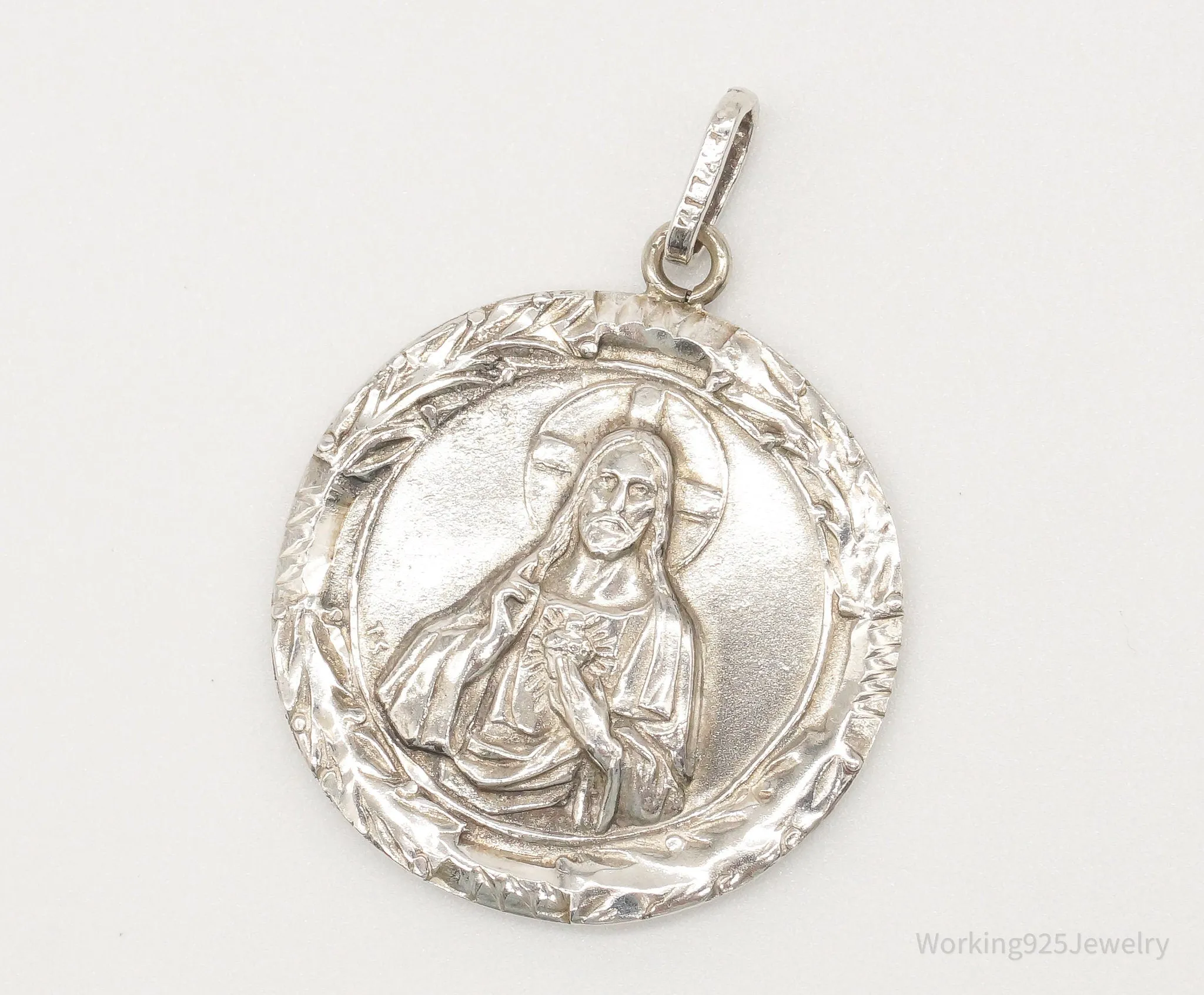 Antique Mother Mary Jesus Sterling Silver Pendant