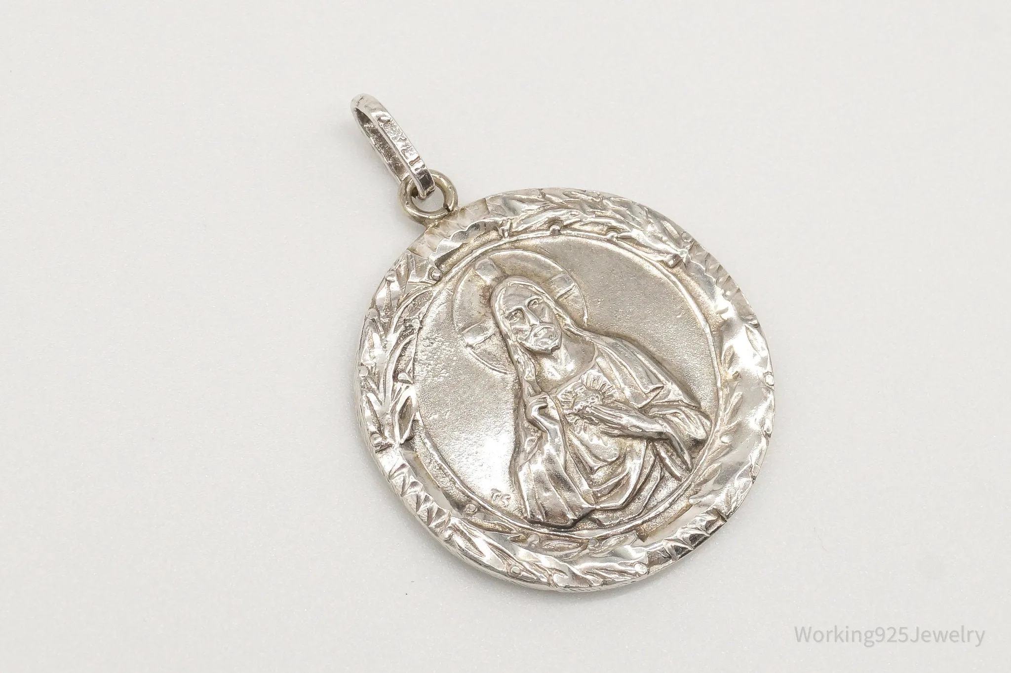 Antique Mother Mary Jesus Sterling Silver Pendant