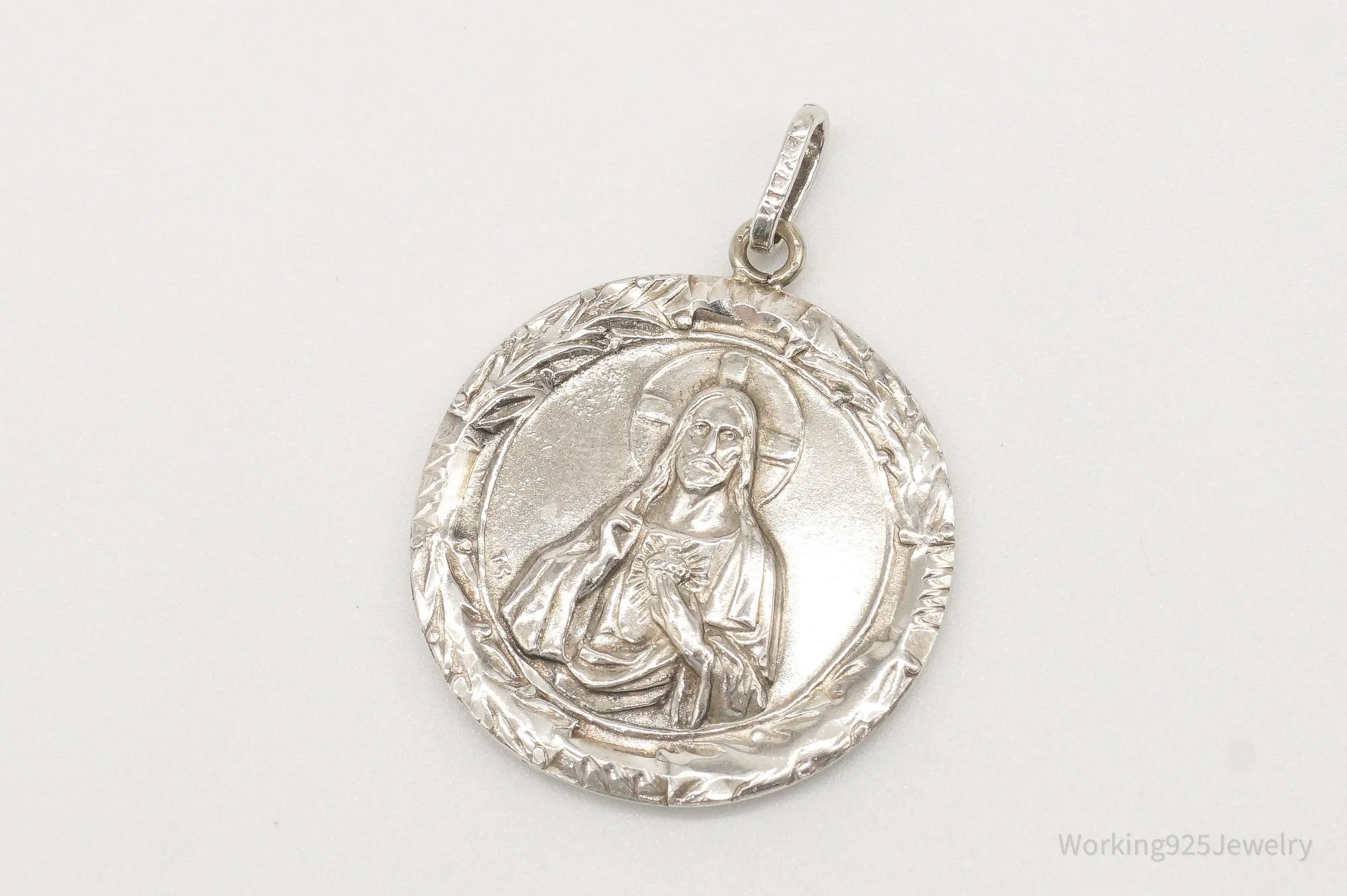 Antique Mother Mary Jesus Sterling Silver Pendant