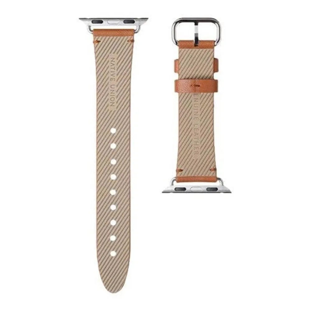 Apple Watch (38/40/SE/41/42mm) Native Union Classic Strap Ægte Læder Rem - Brun