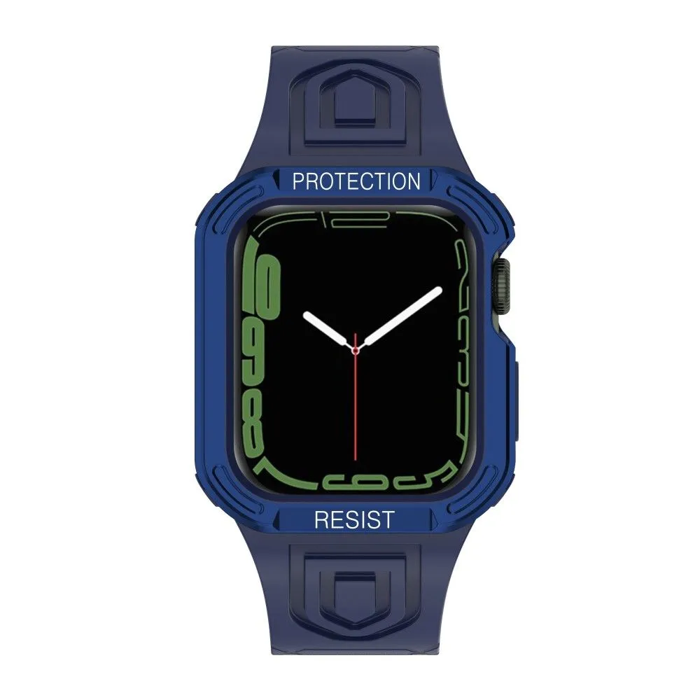 Apple Watch (41mm) color contrast watch strap    protective case - Dark Blue / Blue