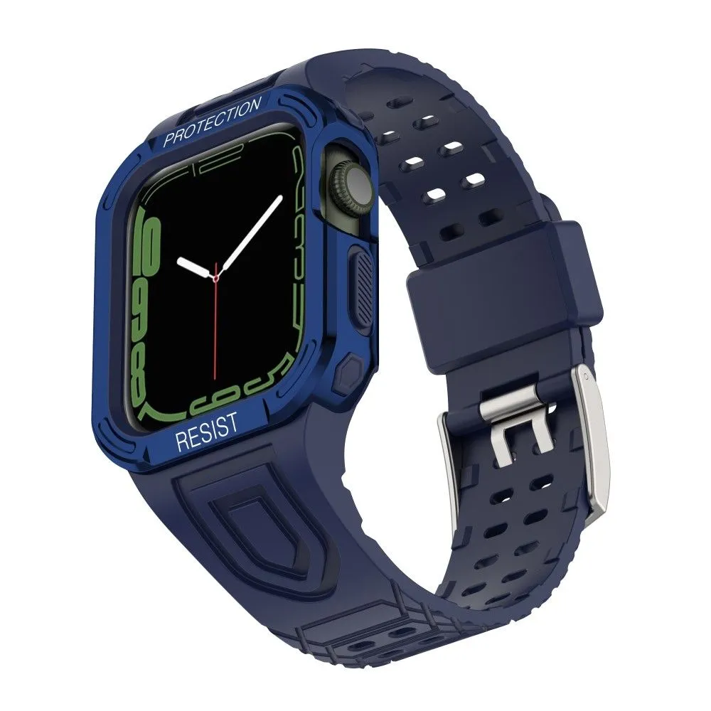 Apple Watch (41mm) color contrast watch strap    protective case - Dark Blue / Blue