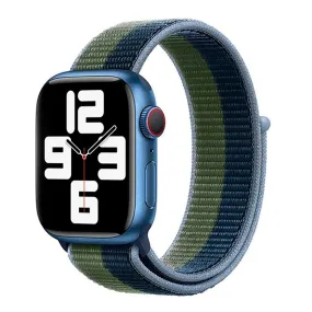 Apple Watch (42/44/SE/45/46/49mm) Lippa Nylon Rem - Grøn / Blå