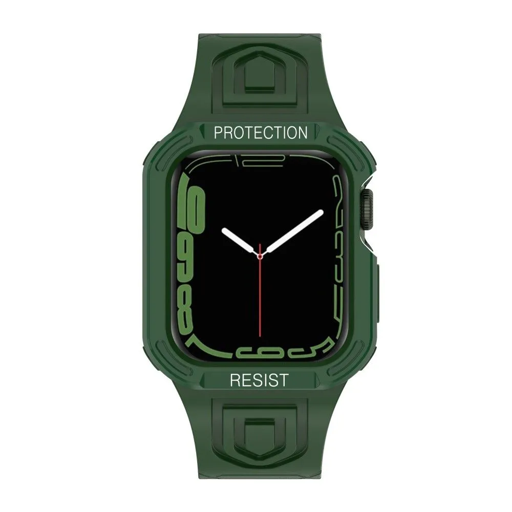 Apple Watch (45mm) color contrast watch strap    protective case - Midnight Green / Green