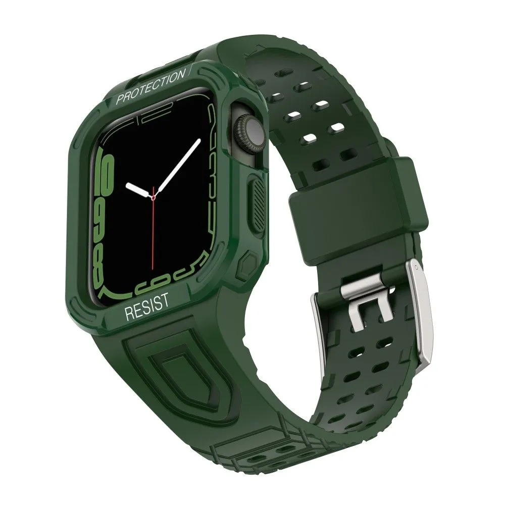 Apple Watch (45mm) color contrast watch strap    protective case - Midnight Green / Green