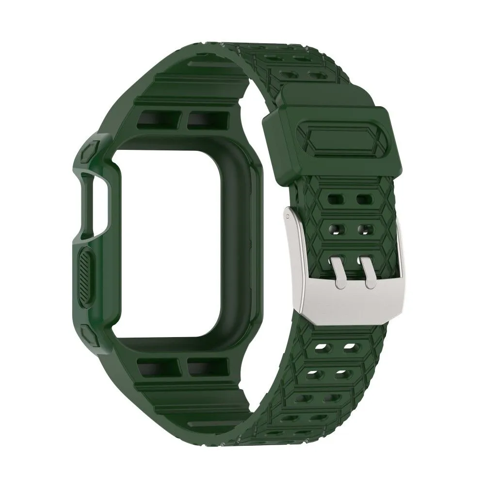 Apple Watch (45mm) color contrast watch strap    protective case - Midnight Green / Green