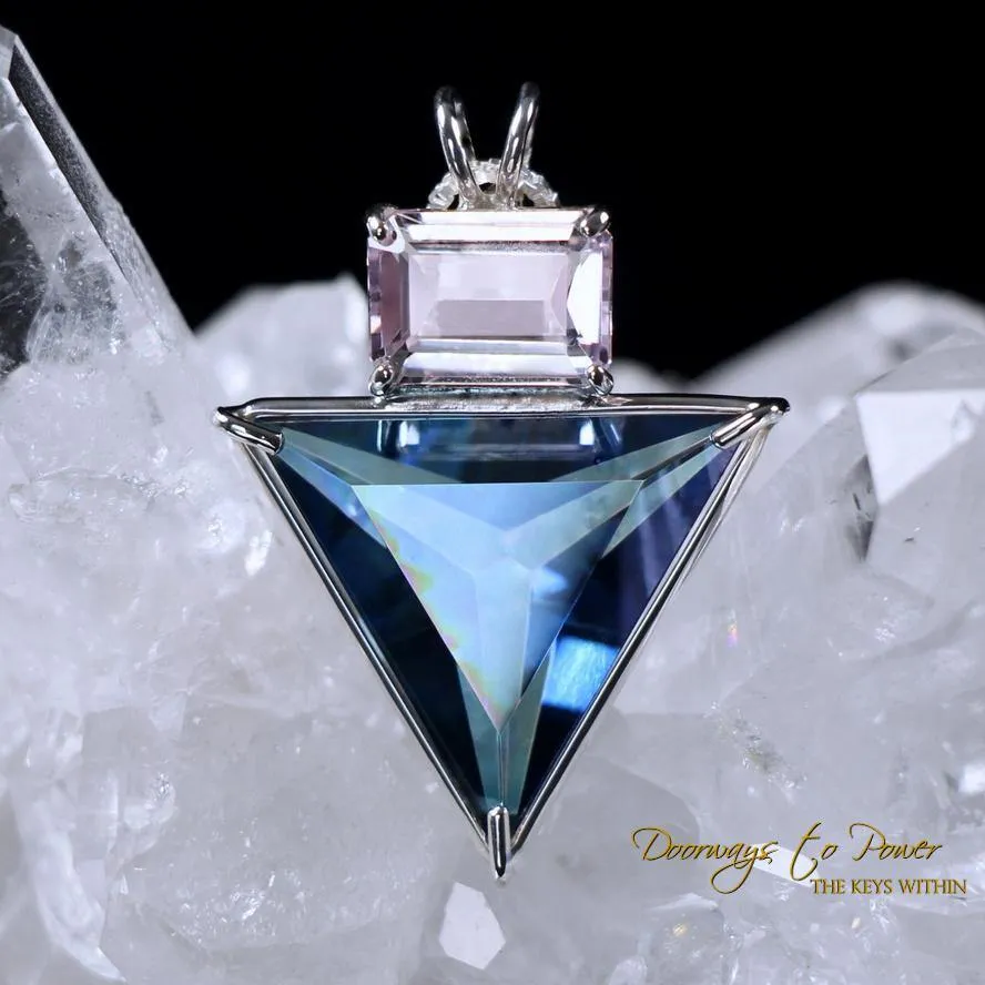 Aqua Aura Quartz & Kunzite Angelic Star Pendant