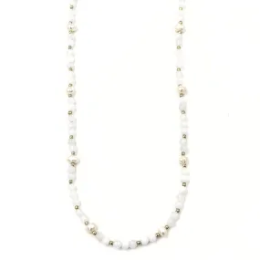 Ashley Gold Stainless Steel Gold Plated Freshwater Pearls And Semi Precious White Bead Beaded Necklace