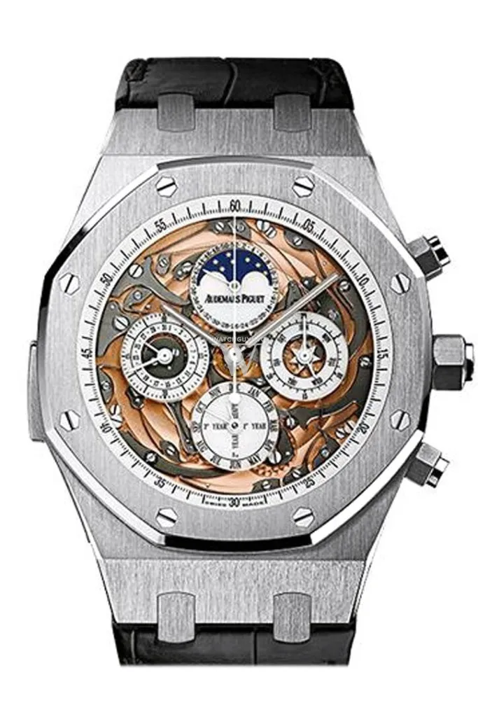 Audemars Piguet Royal Oak 44 Grande Complication 44mm Sapphire Dial Black Crocodile Strap 18K White Gold Mens Watch 26552BC.OO.D002CR.01