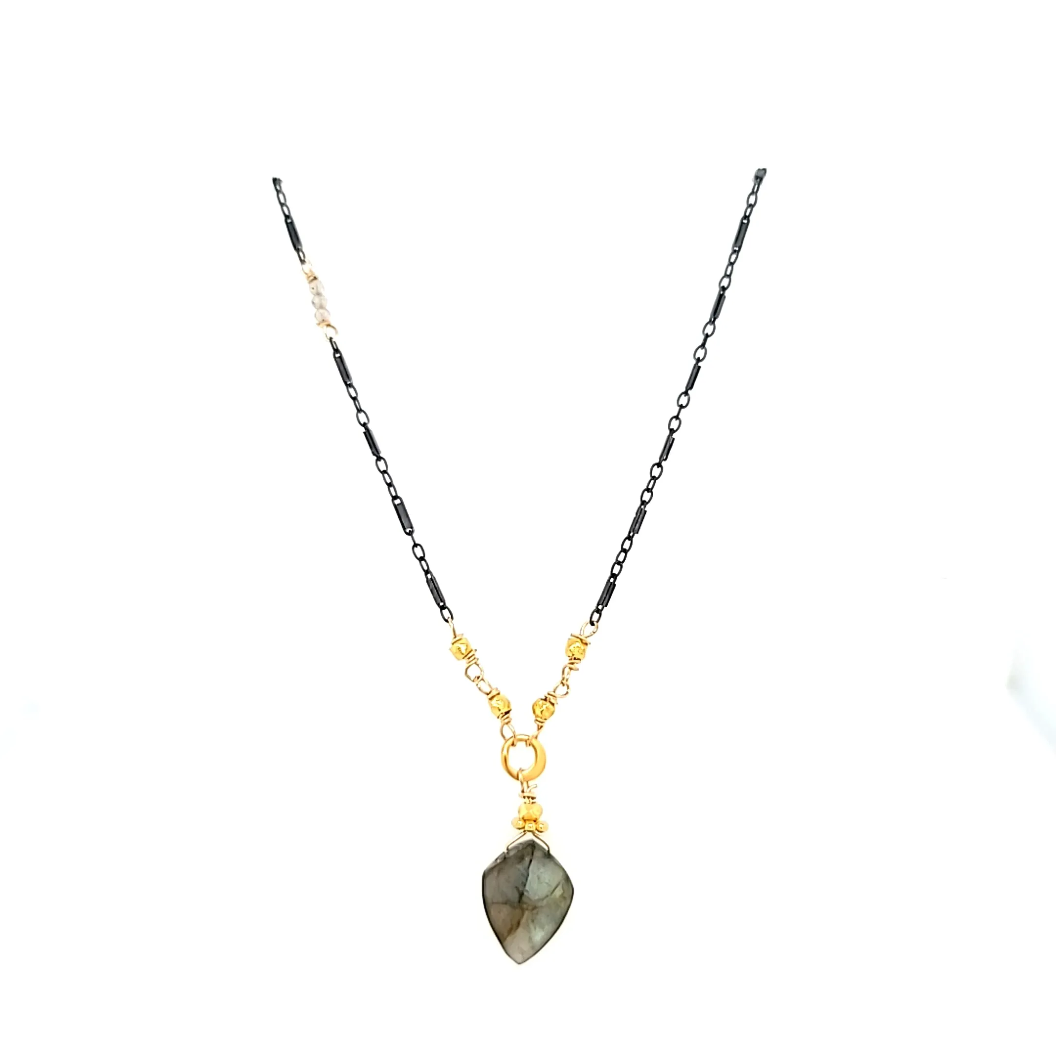 AVF Oxidized Labradorite Drop Necklace (SI2973)