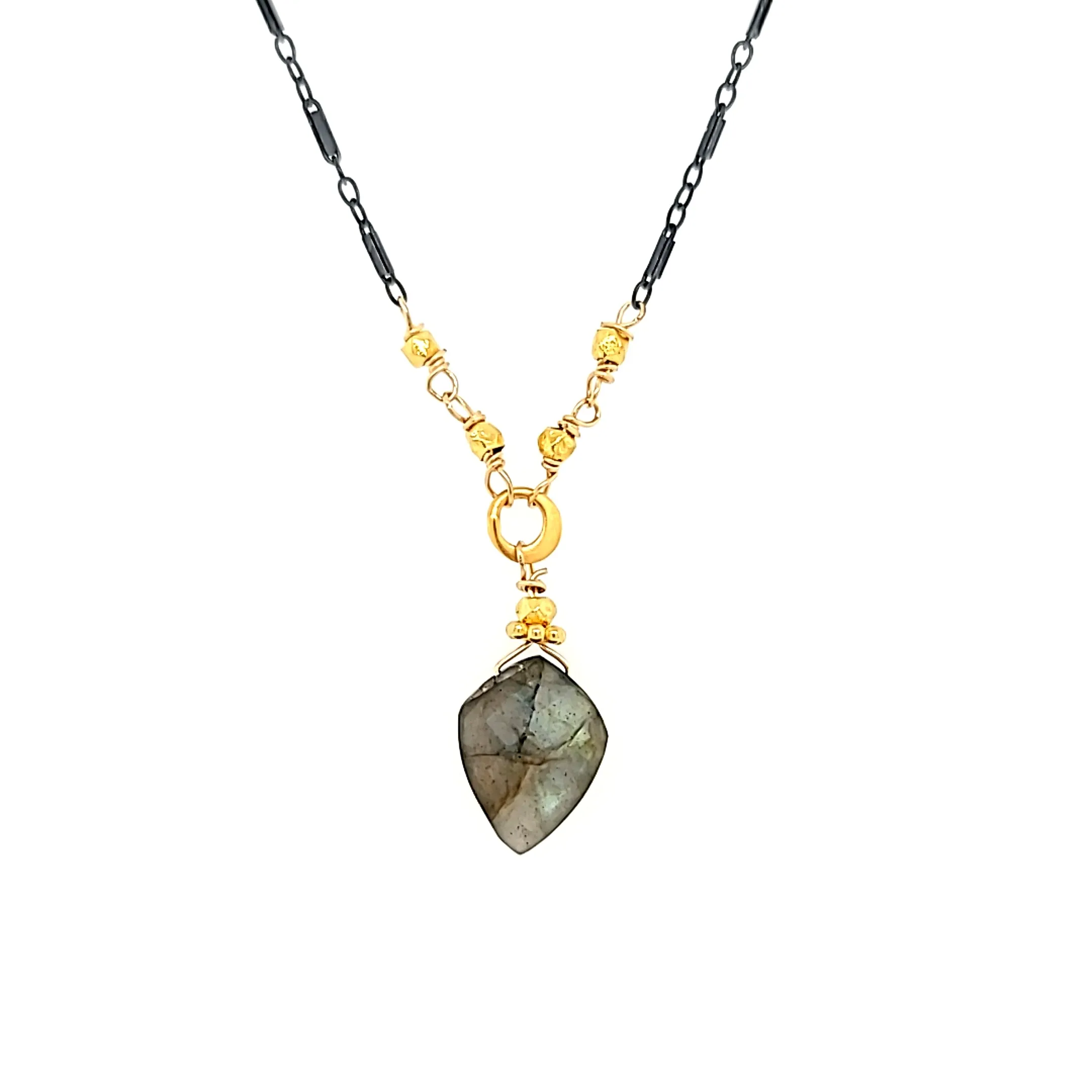 AVF Oxidized Labradorite Drop Necklace (SI2973)