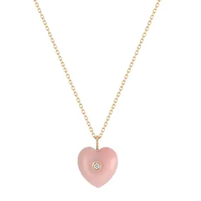 AZALEA | Pink Opal & Diamond Reversible Heart Necklace