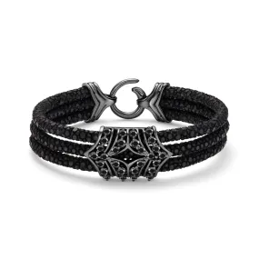 B451 Black Diamond & Stingray Leather Bracelet