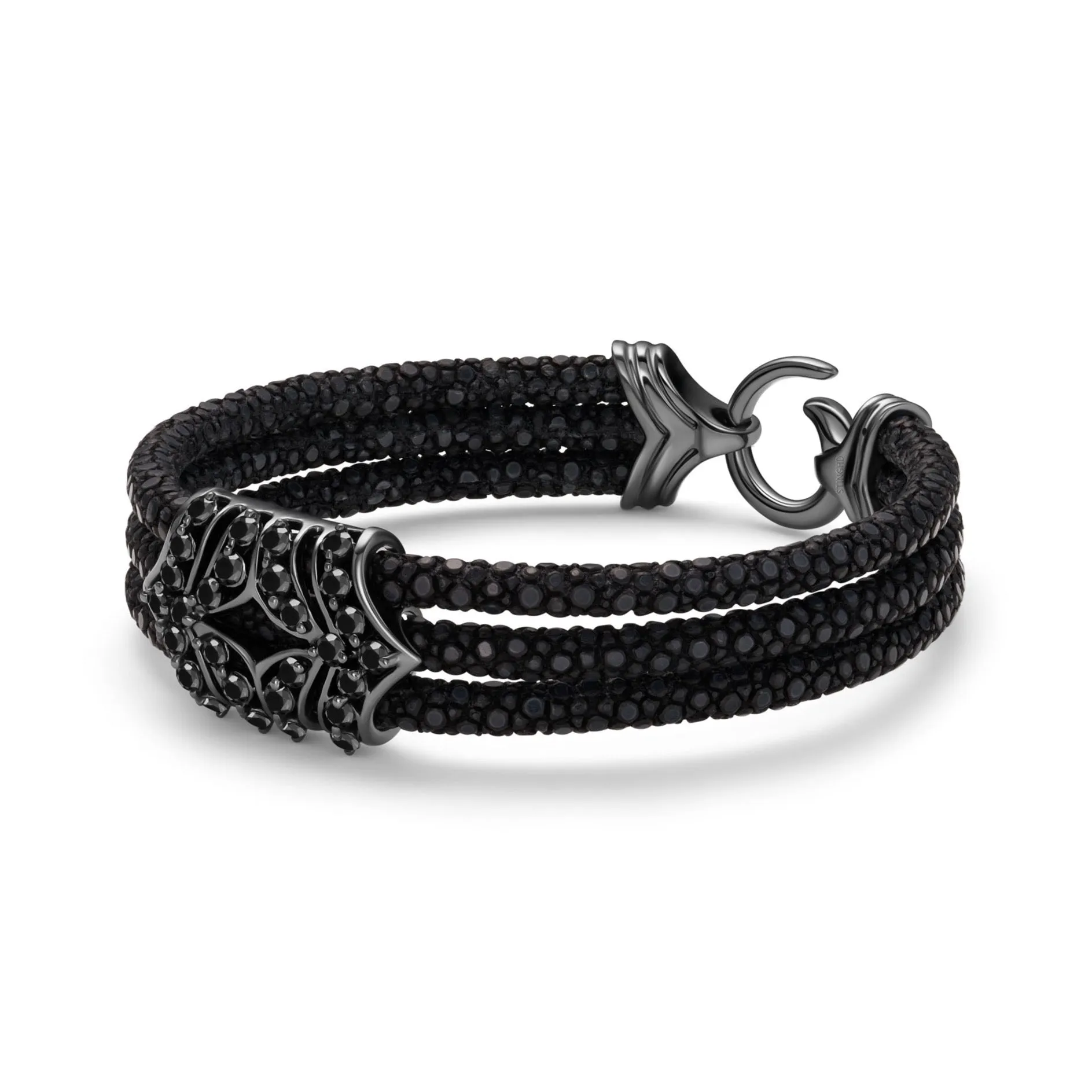 B451 Black Diamond & Stingray Leather Bracelet