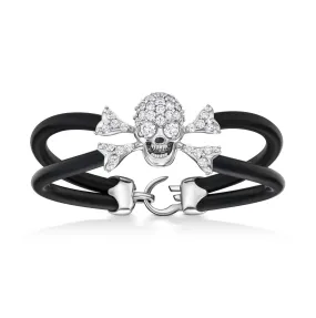 B477 18k White Gold Diamond Skull with Diamond Eyes