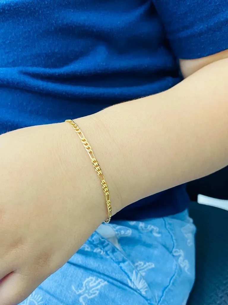 Baby Bracelet Girls Boys Jewelry Newborn Figaro Link 14K Gold Filled Pulsera Ninos