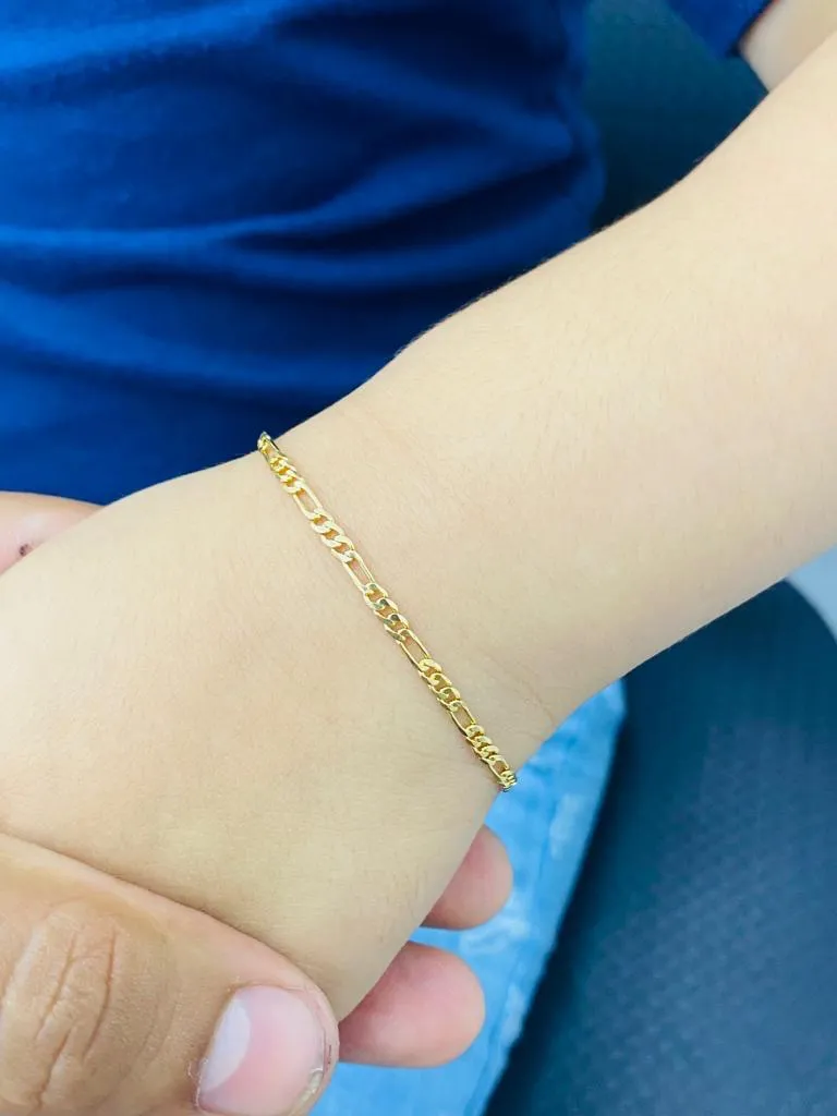 Baby Bracelet Girls Boys Jewelry Newborn Figaro Link 14K Gold Filled Pulsera Ninos