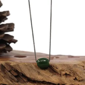 Baikalla™ "Good Luck Button" Necklace Nephrite Green Jade Lucky TongTong Pendant Necklace