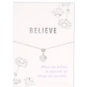 Believe White Whisper Opal 16.5"-18.5" Rhodium Plated Inspirational Necklace