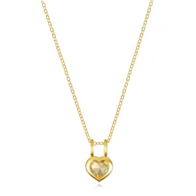 Birthstone Heart Necklace - November Citrine